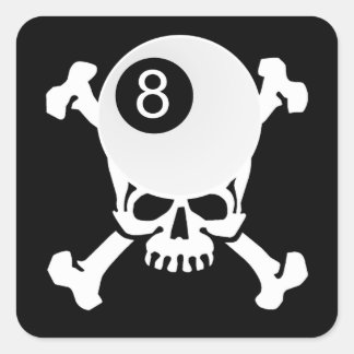 8 ball skull square sticker