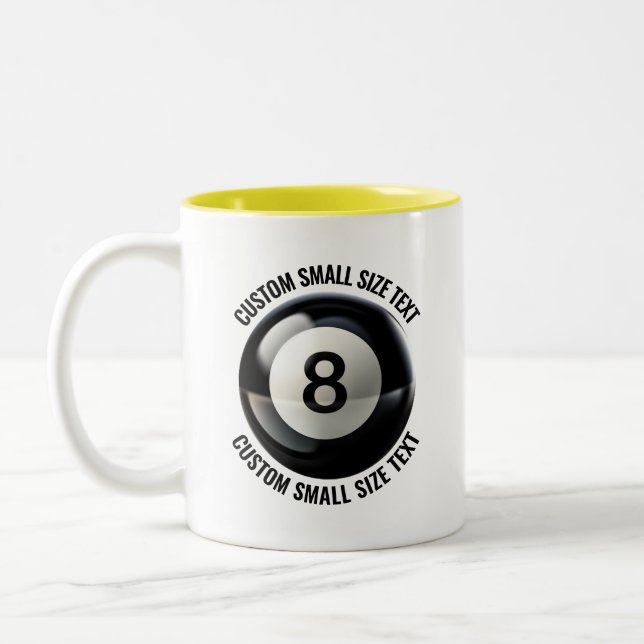 8 Ball & Small Text YELLOW 11oz Custom Two-Tone Coffee Mug (Left)