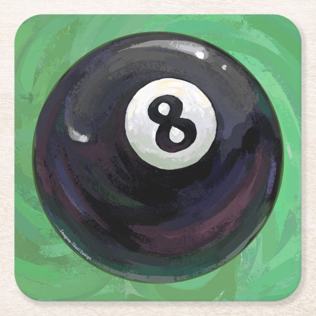 8 Ball Square Paper Coaster (Front)