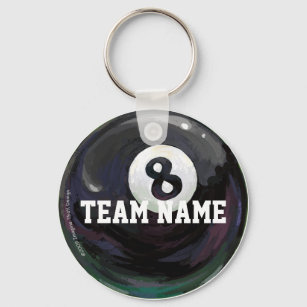 8 Ball Team Name Key Chain