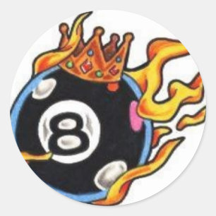 8 Ball with Flames Classic Round Sticker