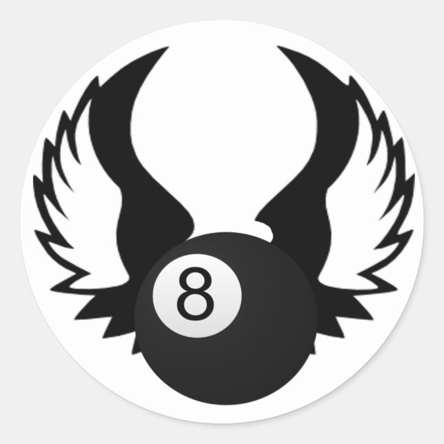 8 Ball with wings Classic Round Sticker (Front)