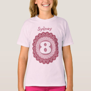 8 Birthday Girl Lace Circles Custom Name V09C T-Shirt