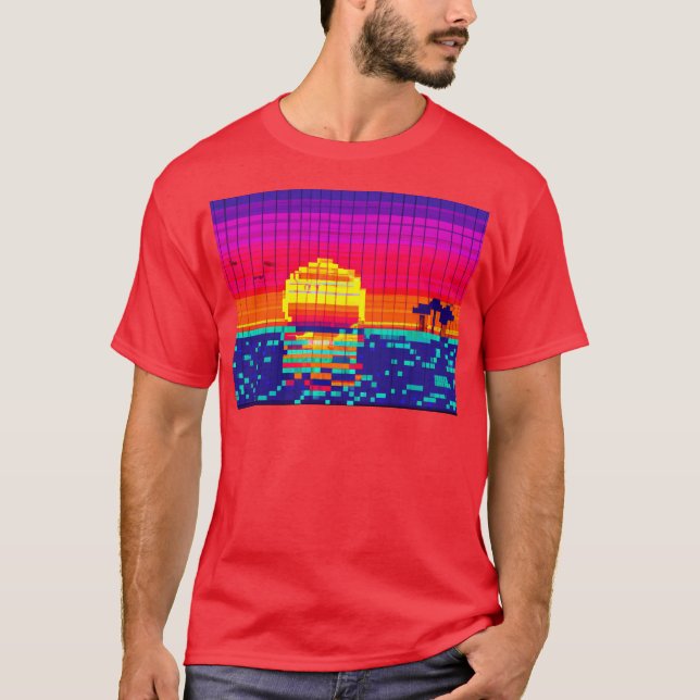 8-bit Beach Sunset T-Shirt (Front)