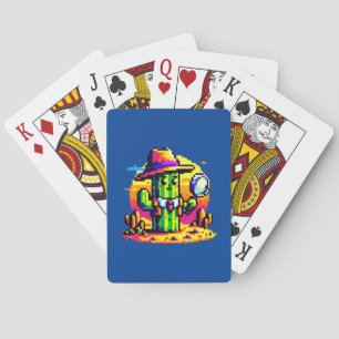 8-Bit Cactus Detective - Retro Pixel Mystery Playing Cards