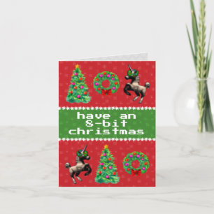 "8-Bit Christmas" Holiday Note Card (Red)