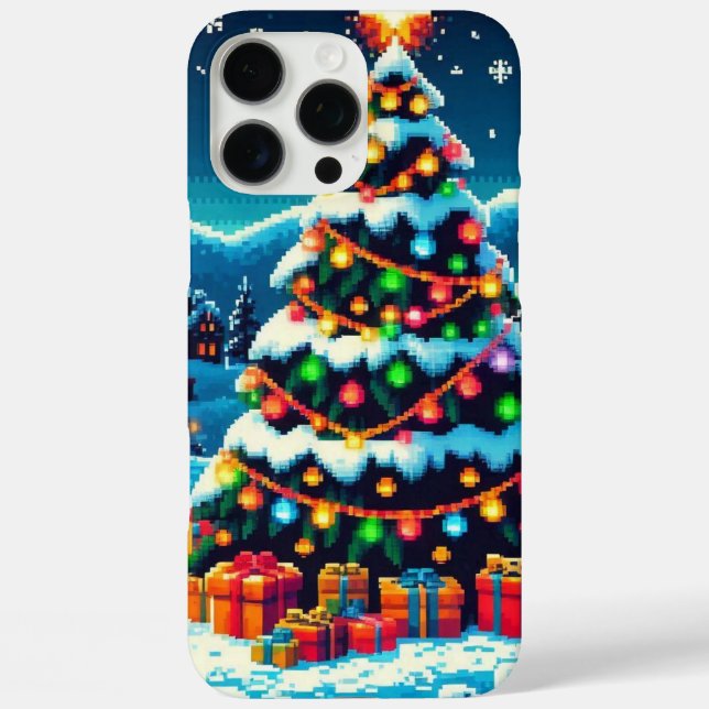 8 bit Christmas tree & Santa Case-Mate iPhone Case (Back)