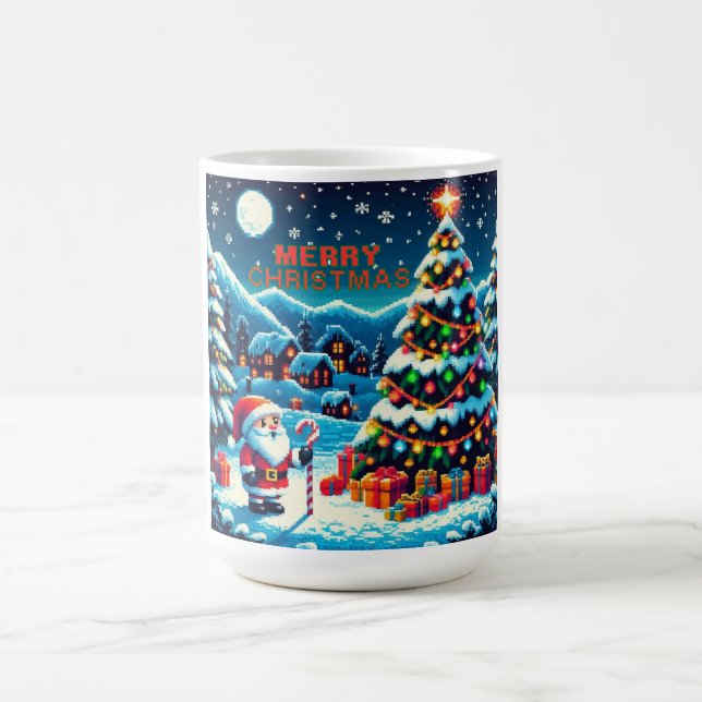 8 bit Christmas tree & Santa Coffee Mug (Center)