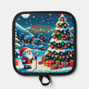 8 bit Christmas tree & Santa Pot Holder