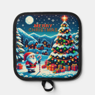 8 bit Christmas tree & Santa Pot Holder