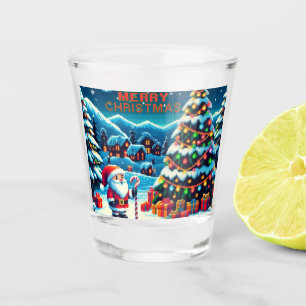 8 bit Christmas tree & Santa Shot Glass