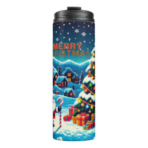 8 bit Christmas tree & Santa Thermal Tumbler