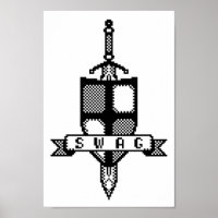 8-Bit Coat Of Arms Swag Sword Pixel Art Poster