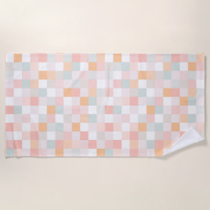 8-Bit Computer Game Pixel Rainbow Block Beach Towel