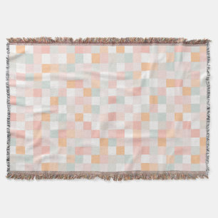 8-Bit Computer Game Pixel Rainbow Block Throw Blanket