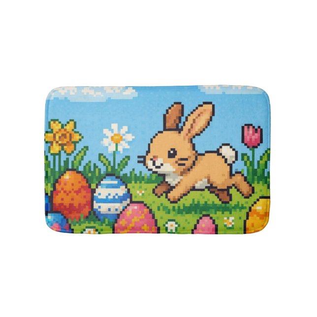 8 bit cute Easter bunny/rabbit  Bath Mat (Front)