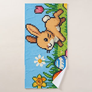 8 bit cute Easter bunny/rabbit Bath Towel