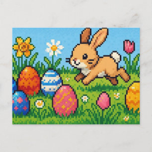 8 bit cute Easter bunny/rabbit Holiday Postcard