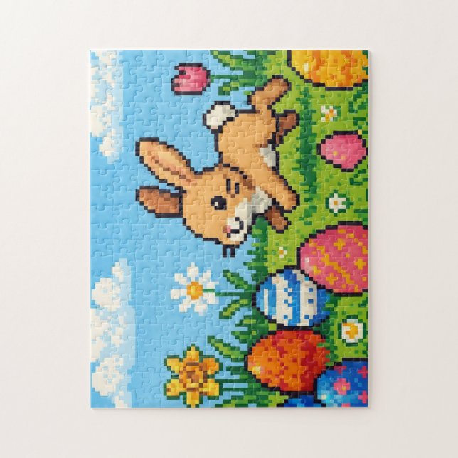 8 bit cute Easter bunny/rabbit Jigsaw Puzzle (Vertical)