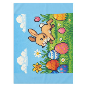 8 bit cute Easter bunny/rabbit Tablecloth