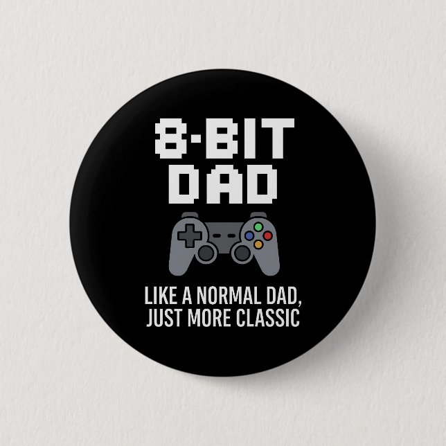 8-Bit Dad Classic Gamer Controller Design 6 Cm Round Badge (Front)