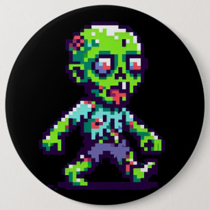 8-bit funny zombie Halloween  6 Cm Round Badge