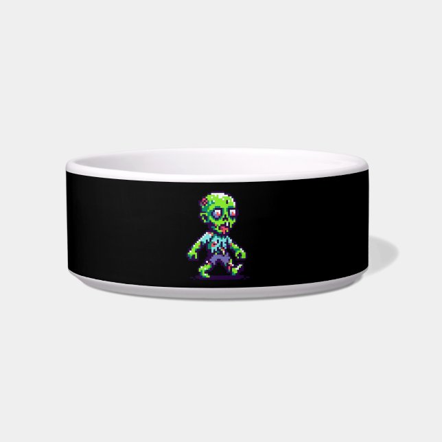 8-bit funny zombie Halloween  Bowl (Front)