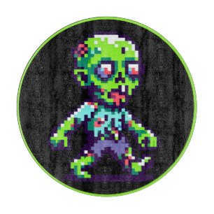 8-bit funny zombie Halloween Cutting Board