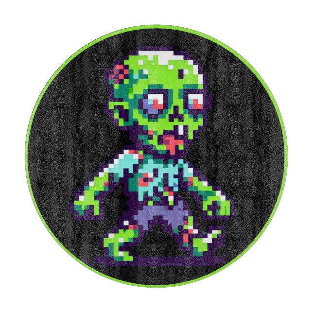 8-bit funny zombie Halloween  Cutting Board (Front)