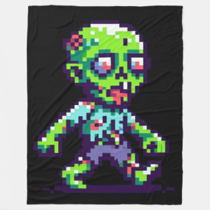 8-bit funny zombie Halloween Fleece Blanket