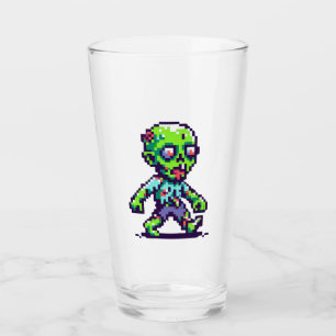 8-bit funny zombie Halloween Glass