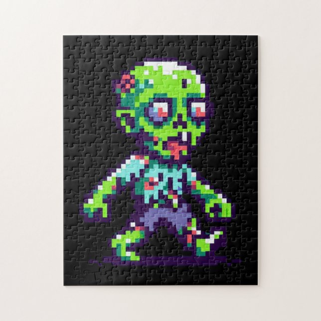 8-bit funny zombie Halloween  Jigsaw Puzzle (Vertical)