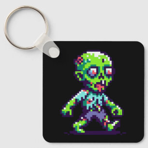 8-bit funny zombie Halloween Key Ring