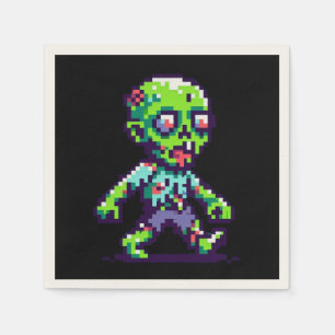 8-bit funny zombie Halloween Napkin