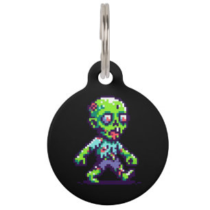 8-bit funny zombie Halloween Pet Tag