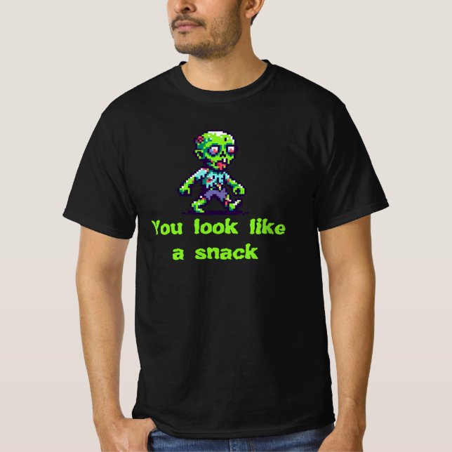 8-bit funny zombie Halloween  T-Shirt (Front)