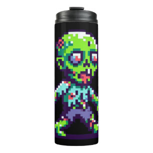 8-bit funny zombie Halloween Thermal Tumbler