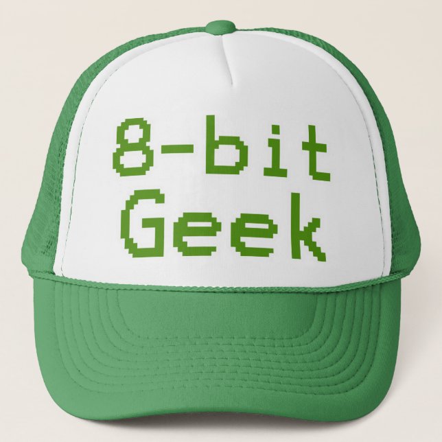 8-bit Geek Humourous Nerd Trucker Hat (Front)