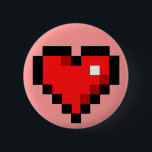 8-bit heart 6 cm round badge<br><div class="desc">8-bit heart</div>