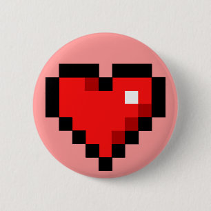 8-bit heart 6 cm round badge