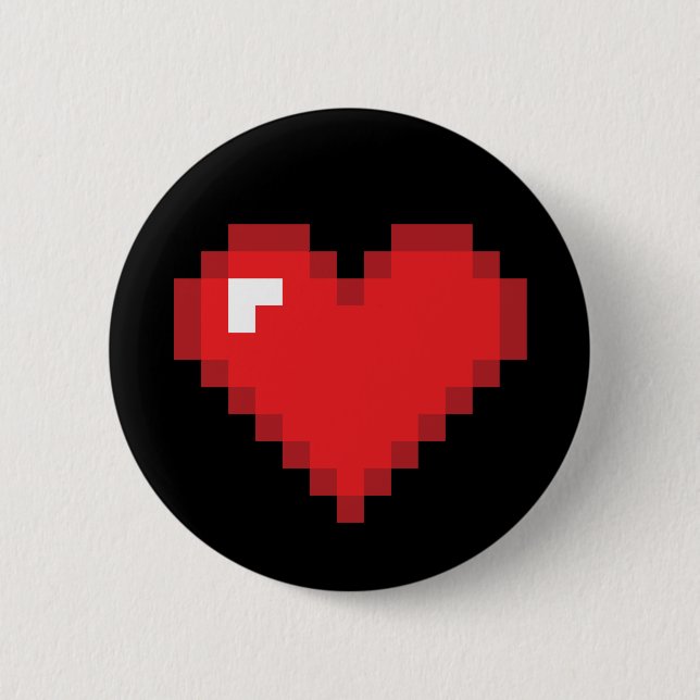 8 Bit Heart 6 Cm Round Badge (Front)