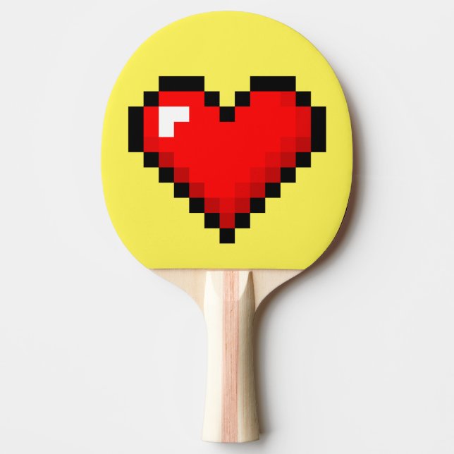 8-Bit Heart: Classic Retro Gamer Ping Pong Paddle (Front)
