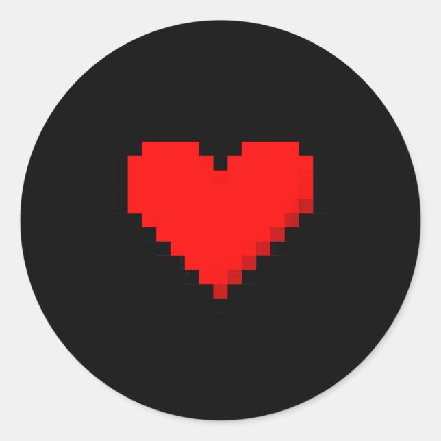 8 Bit Heart Retro Valentines Day Xel Artwork  Classic Round Sticker (Front)