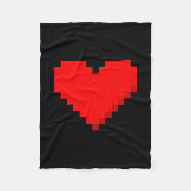 8 Bit Heart Retro Valentines Day Xel Artwork  Fleece Blanket (Front)