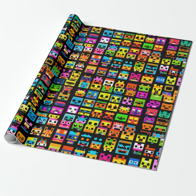 8 Bit - Holiday & Bday Gift Wrapping Paper  (Unrolled)