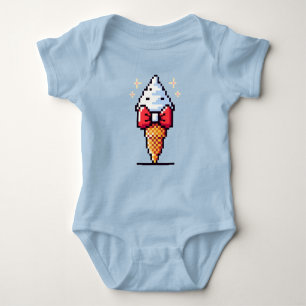 8-Bit Ice Cream Elegance: Dapper Dessert Design Baby Bodysuit