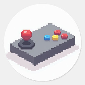 8 Bit Joystick Retro Gaming Classic Round Sticker