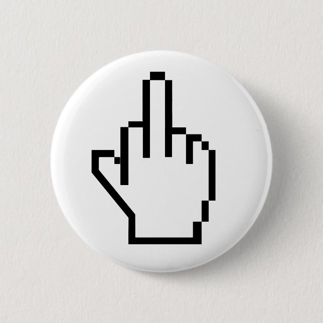 8-Bit Middle Finger 6 Cm Round Badge (Front)
