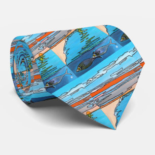 8-Bit Ocean Sunrise Painting by Alfred Fox Tie