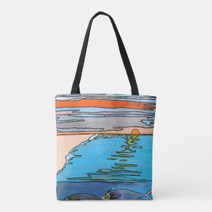 8-Bit Ocean Sunrise Painting by Alfred Fox Tote Bag